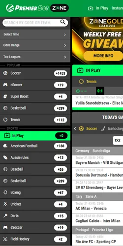 Premierbetzone Tanzania Android app on a smartphone